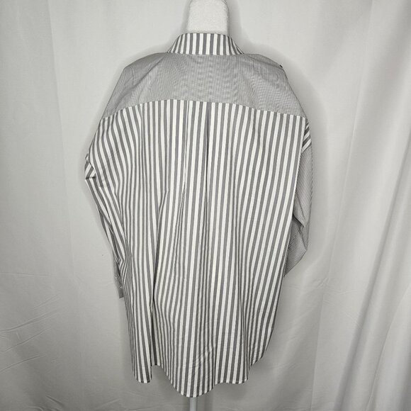 J. Jill Wearever Collection XL Gray Striped Lagenlook Oversized Buttondown Shirt - Picture 4 of 12